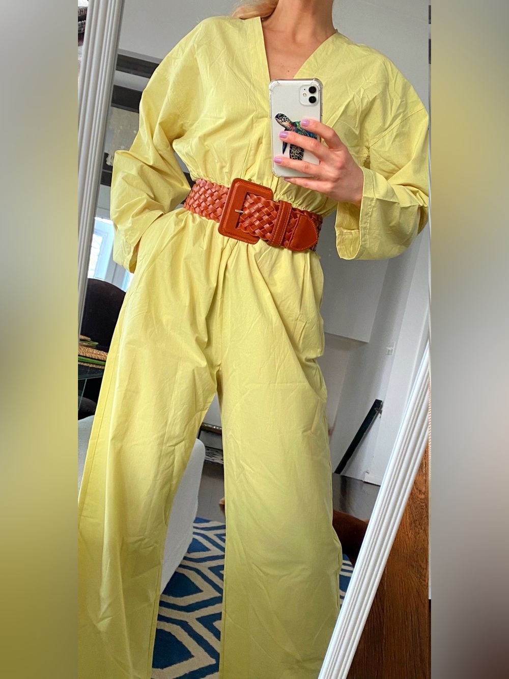 ZARA Lime Green Wide Leg Wide Sleeve Drawstring Waist Jumpsuit! 🍐